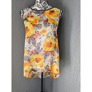 Women's Happening in the Present Tank Top Blouse Size Small High/Low Floral